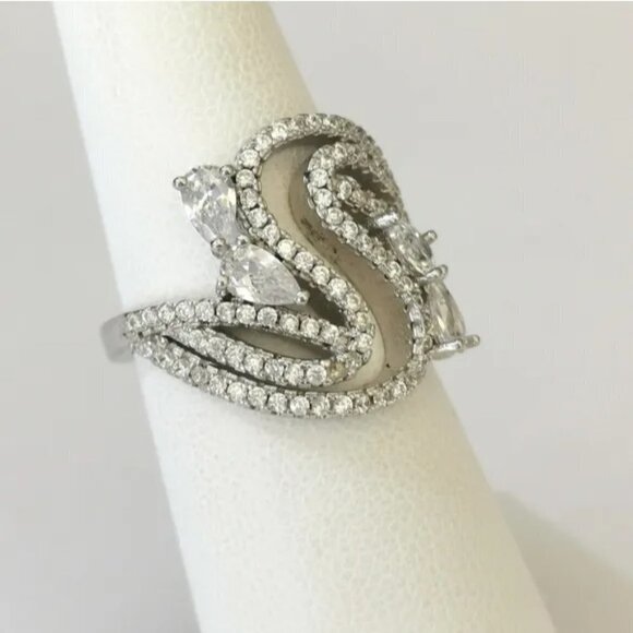 Sterling silver cz cocktail ring size 6.5 🆕 - Picture 4 of 8